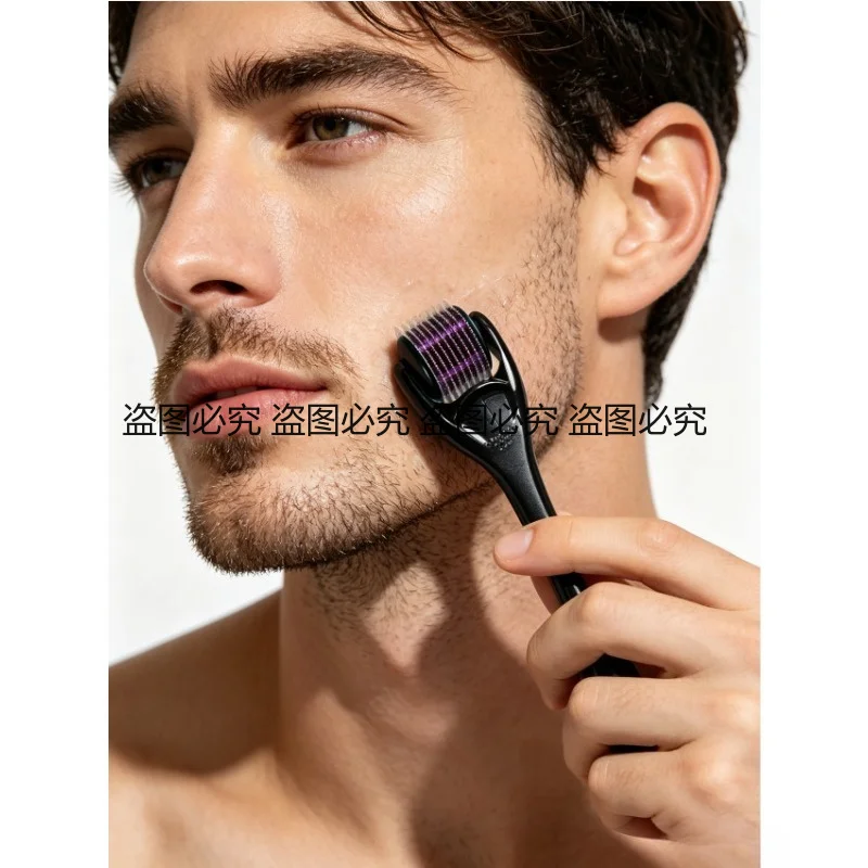 Derma Roller Hair Beard Growth Massager Roller Stimulate Hair Follicle Promote Hairline & Sideburns Regrowth Tool