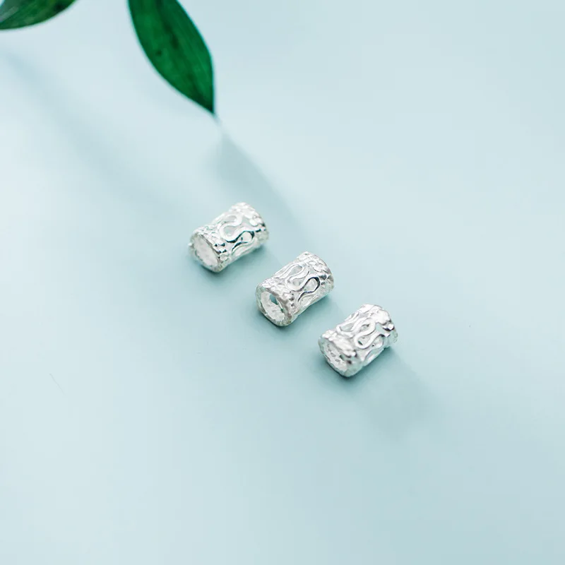 2pcs 925 Sterling Silver Hollow Out Loose Spacer Pipe Beads 5.5mm Handmade Bracelets S925 Silver Tube Beads DIY Jewelry Making
