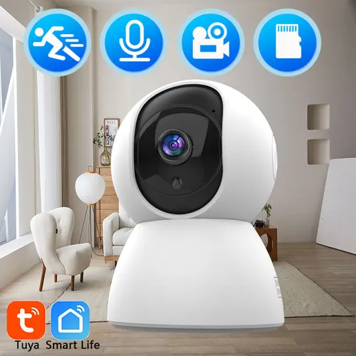 Cámara WiFi de 4MP Tuya Smart Home, cámara de vigilancia IP inalámbrica para interiores, seguimiento automático AI, Monitor de seguridad para bebés