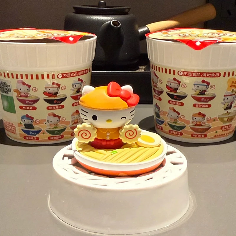 Hello Kitty Ramen Shop Series Bobble Cute Bean Blind Box Mini Figure Desktop Ornament Trendy Play Toy Surprise Gifts for Girls view 3