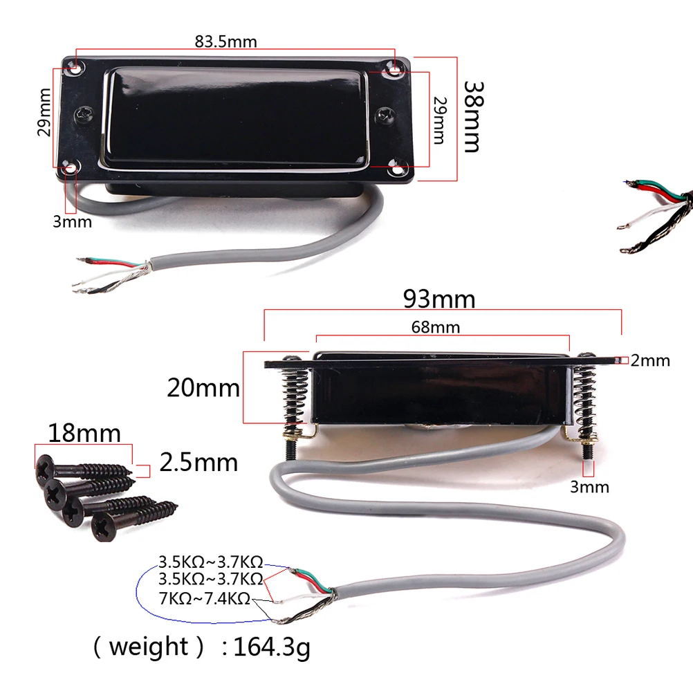 

Pickup Musical Instrument Guitar Dual Pickups Replacement Humbucker Sealed Mini Bass