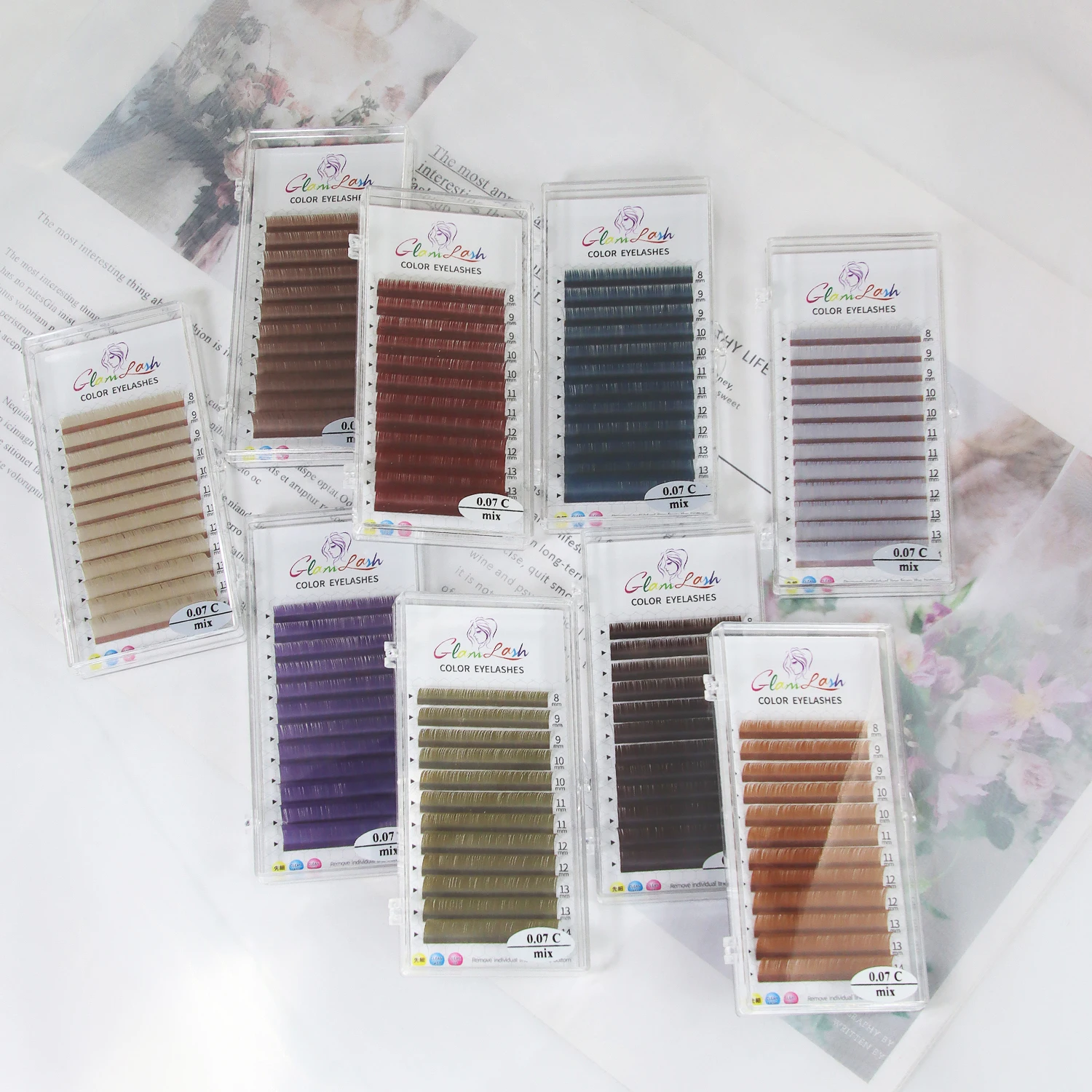 GLAMLASH Colored Individual False Eyelashes Natural Long