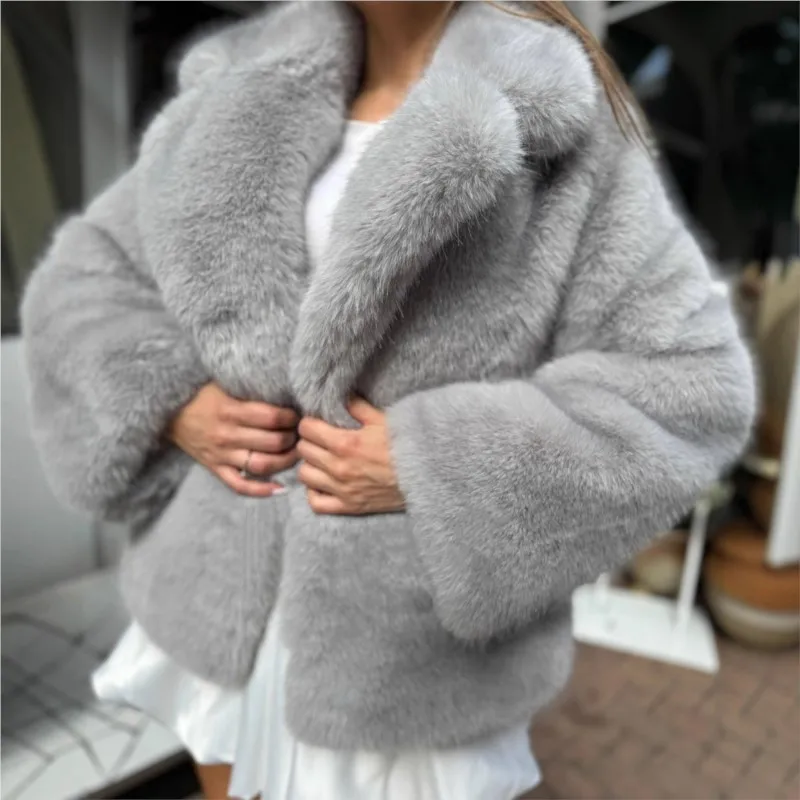

New thickened fur mixed coat for women artificial suit collar