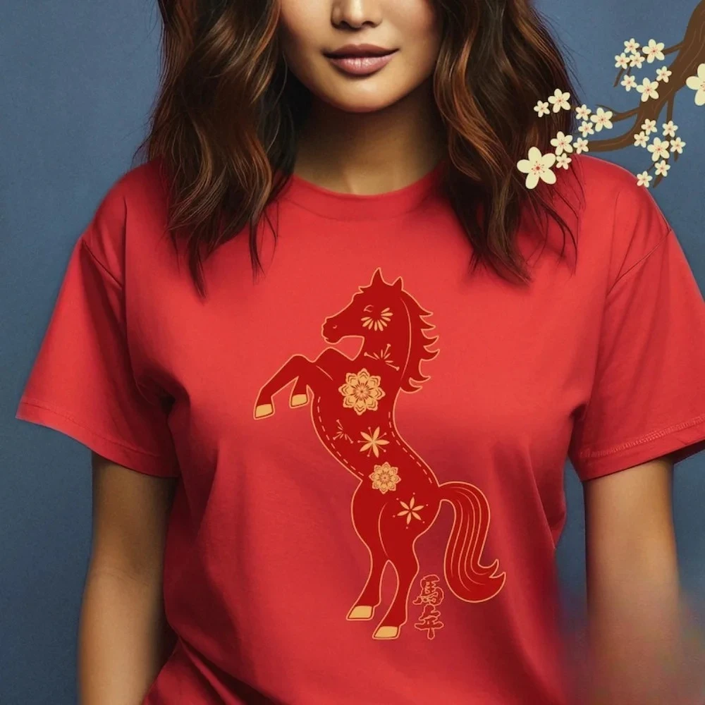 2026 Chinese New Year Shirt Year of The Horse T-Shirt Chinese Zodiac Gift Clothing Lunar New Year Tee Men Women Fashion Tops