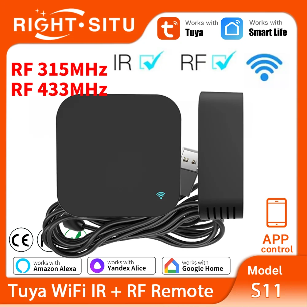 Tuya IR Remote Control RF 315MHz 433MHz Fixed Code WiFi S11 APP Remote Control for AC ALL TV Work With SmartLife Yandex Alexa