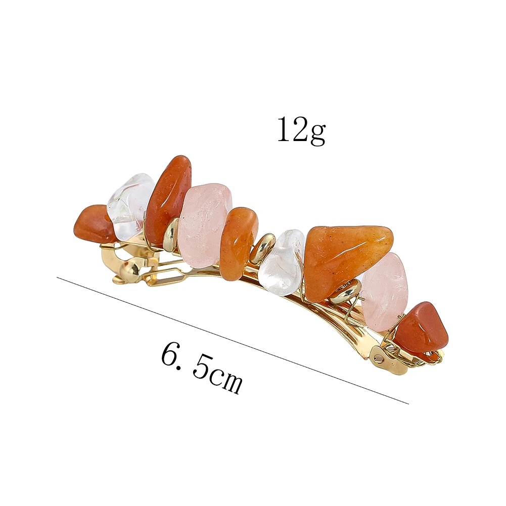 Crystal Stone Barrette Irregular Natural Stone Gold-color Wire Wrapped Hair Clip Hair Accessories for Women Girl Fashion Jewelry