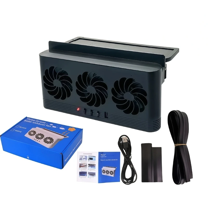 Car Exhaust Fan USB Rechargeable/Solar Air Circulation Cooling and Heat Dissipation Rapid Cooling Ventilation Fan
