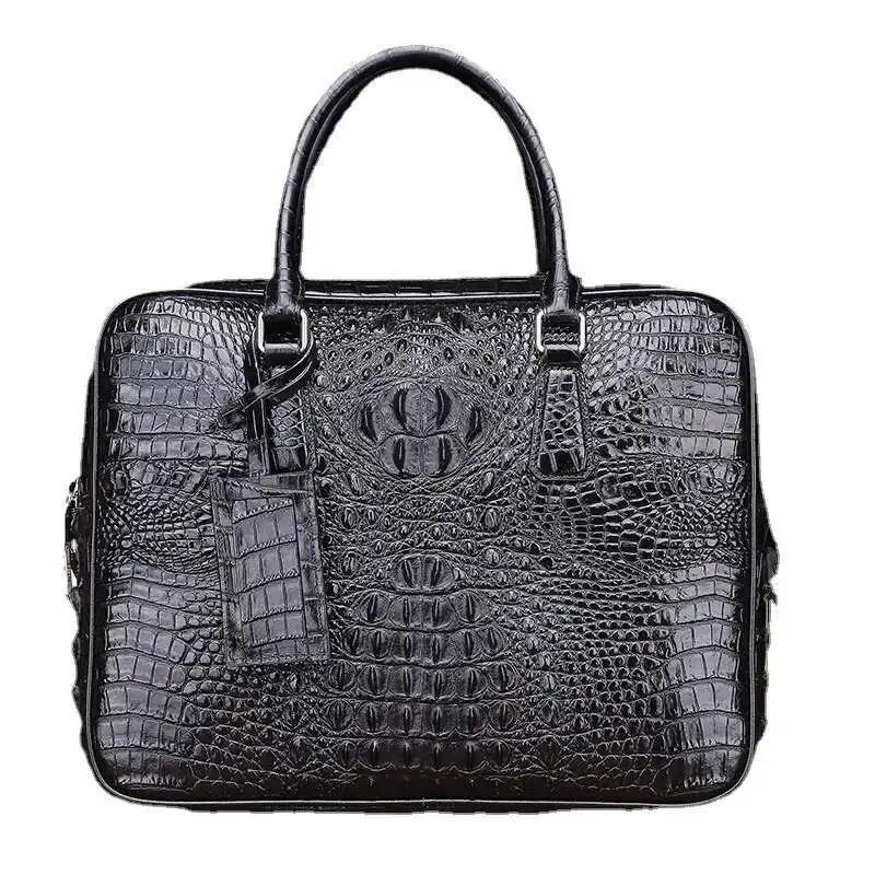 Sac à main d'affaires en cuir véritable pour hommes, étui à bombes, sac pour ordinateur portable Messenger, motif crocodile, haut de gamme, tendance, nouveau style