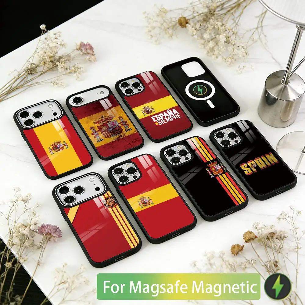 spain flag Phone Case For iPhone17,16,15,14,13,12,11 Plus,Pro Magnetic with Magsafe Wireless Charging