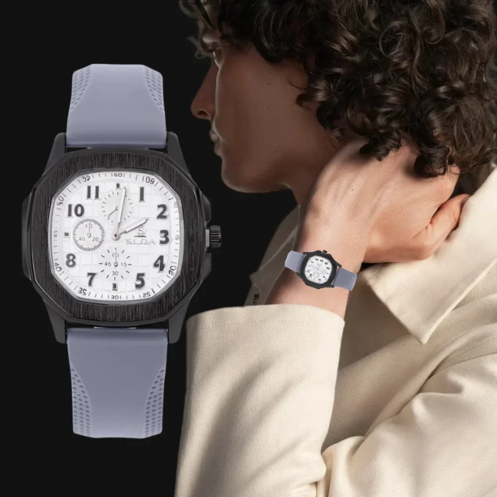 Niche Temperament Men's Watch New Arrivals Silicone Strap Quartz Watches Original Classic Square Mens Watches for Mens
