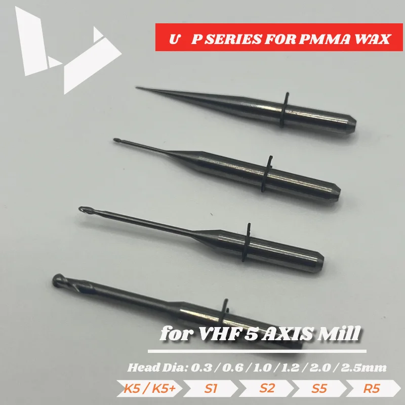 

VHF 5 Axis Machines WAX PMMA Milling - P100-R1-40 P200-R1-40 P100-R2-40 Replacement Single & Double Tooth Uncoated Cutter