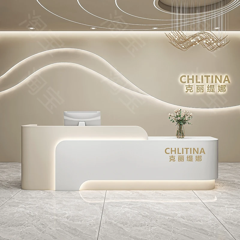 Machine à écrire bureau De réception Infodesk blanc exécutif bureau De réception industriel complet Mostrador De Tienda meubles De réception