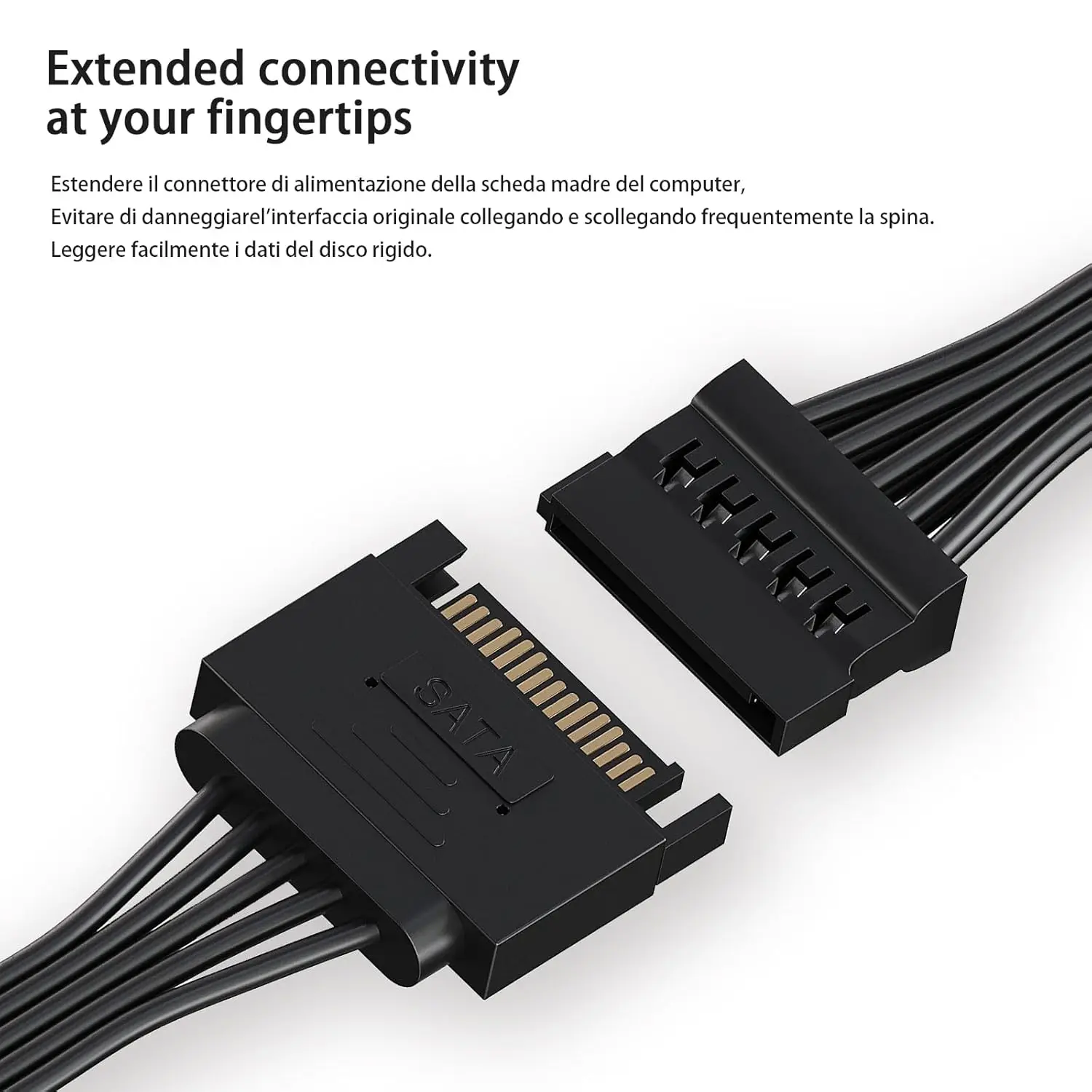Cable divisor de alimentación Sata de 6 vías, SATA de 15 pines a 1 a 5/6 para HDD, SSD, unidades ópticas, Cable de extensión de suministro de conector de alimentación sata