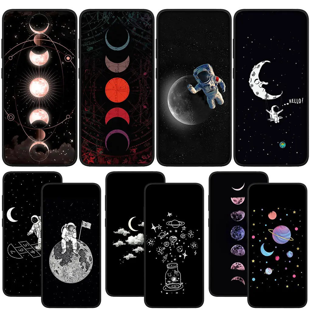 Sky Astronaut Moon Stars Soft Cover Phone Casing for Samsung Galaxy S21 S20 Fe S23 S22 Ultra S8 Plus A12 A13 A21S A71 M21 Case