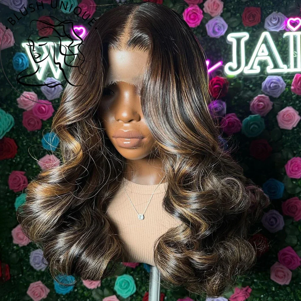 Highlight Lace Front Pruiken 13X4 Body Wave Lace Frontale Pruik 1b/30 Ombre Blonde Synthetische Pruiken Voor Vrouwen Pre Geplukt Met Baby Haar