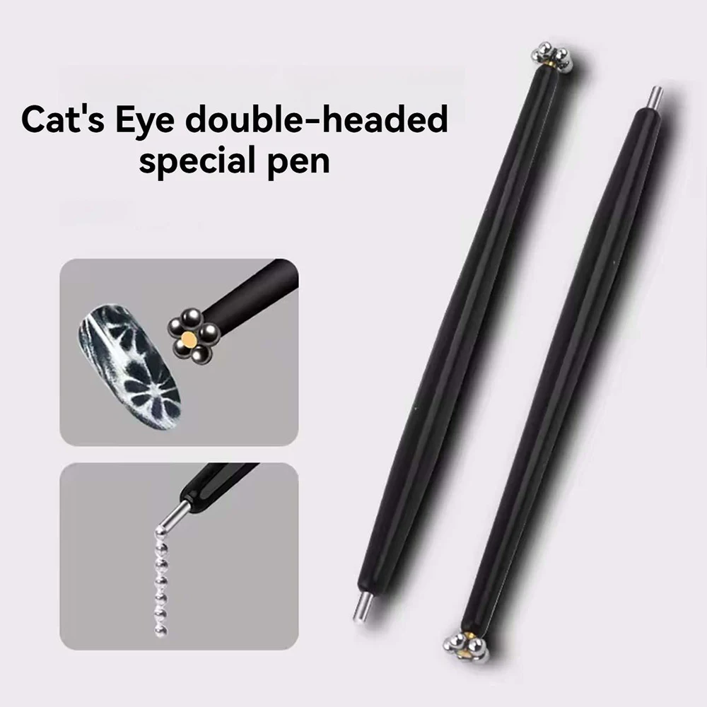 2pcs Dual-Head Cat Eye Nail Magnet Pen Set, Multifunctional Magnetic Nail Art Tool, Attracts Steel Beads, Creates Versatile Desi view 3