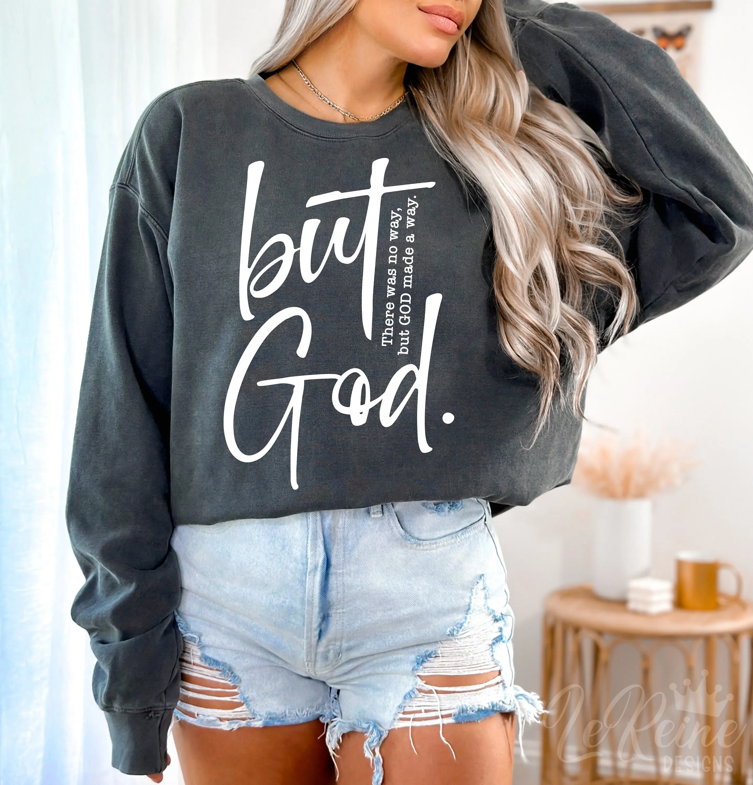 

There Was No Way But God Made A Way Slogan Women Sweatshirt Voguish Individuality Jesus Lover Female Sweatshirt Casula Girl Tops