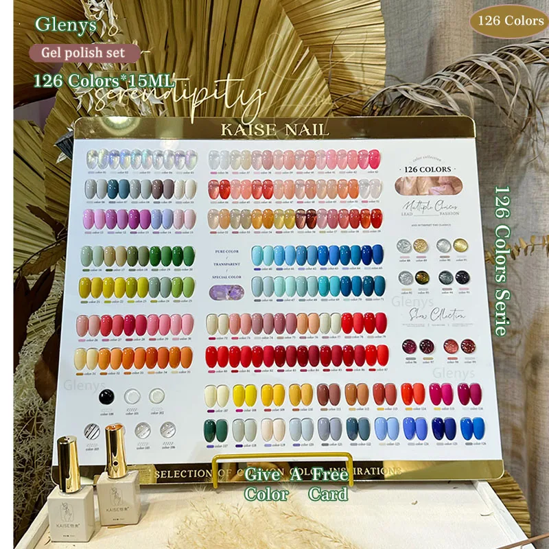 Glenys 126 pieces * 15ml gel nail polish set nail salon with display card nail wholesale UV LED nail gel varnish set