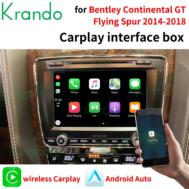 Krando Carplay Interface for Bentley Continental GT Flying Spur 2014 -2018 Car Navigation Android Auto Upgrade Box Plug and Play view 2