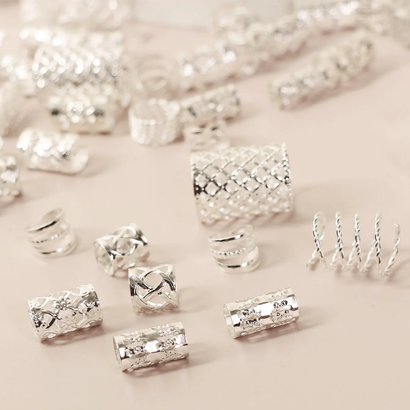 90pcs Hollow Out Hair Ring,Dreadlocks Beads Hair Braid Rings Clips Dread Locks Hair Braiding Metal Cuffs Decoration/Accessories