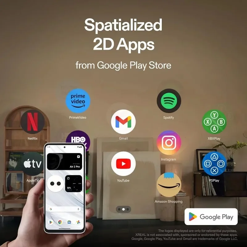 حزمة Air AR Glasses Beam Pro (8G+256G)، تدعم جميع تطبيقات Google Play Store، رفيق الحوسبة المكاني لنظارات AR