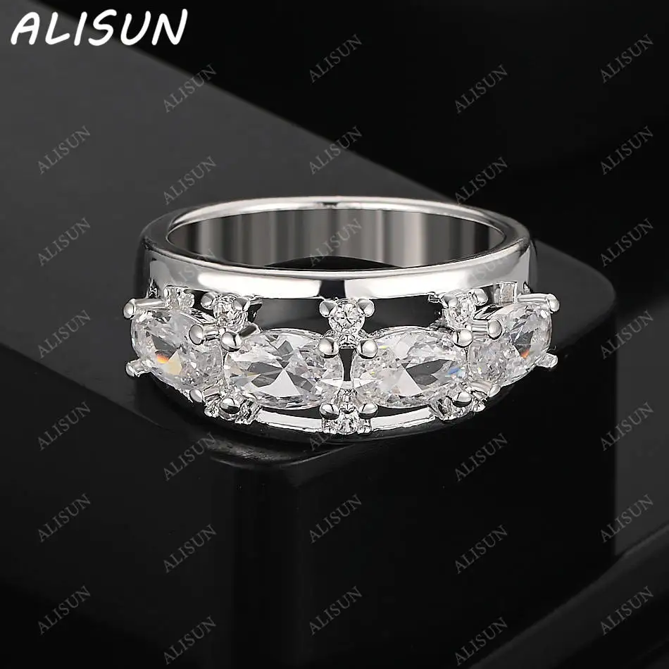 

ALISUN 925 Sterling Silver Size 7-10 Design Zircon Ring For Women Men Fashion Jewelry Charm Grace Wedding Engagement Accessories