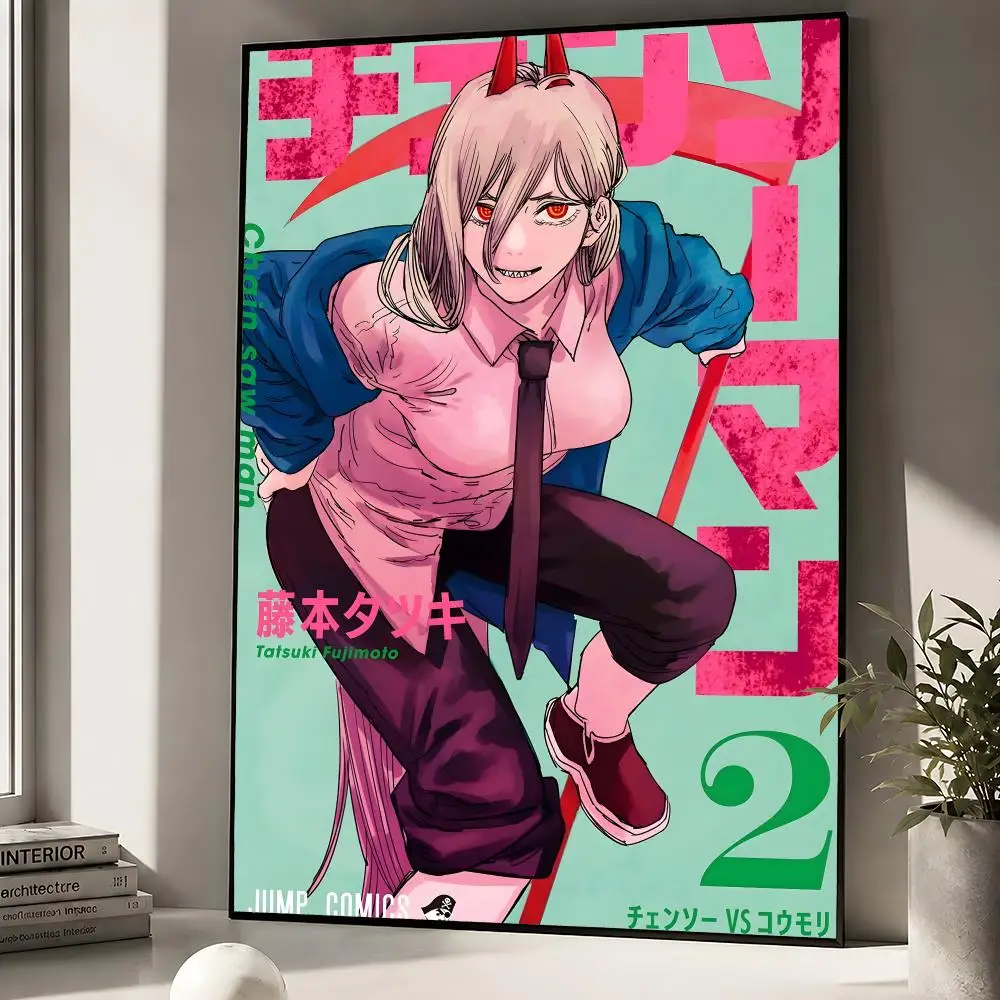 Anime Chainsaw Man Denji Pochita Makima Poster zum Abziehen und Aufkleben, Wandkunst, PP, wasserfest, HD, Schlafzimmer, Wohnzimmer, Heimdekoration, Geschenk – Detail 8