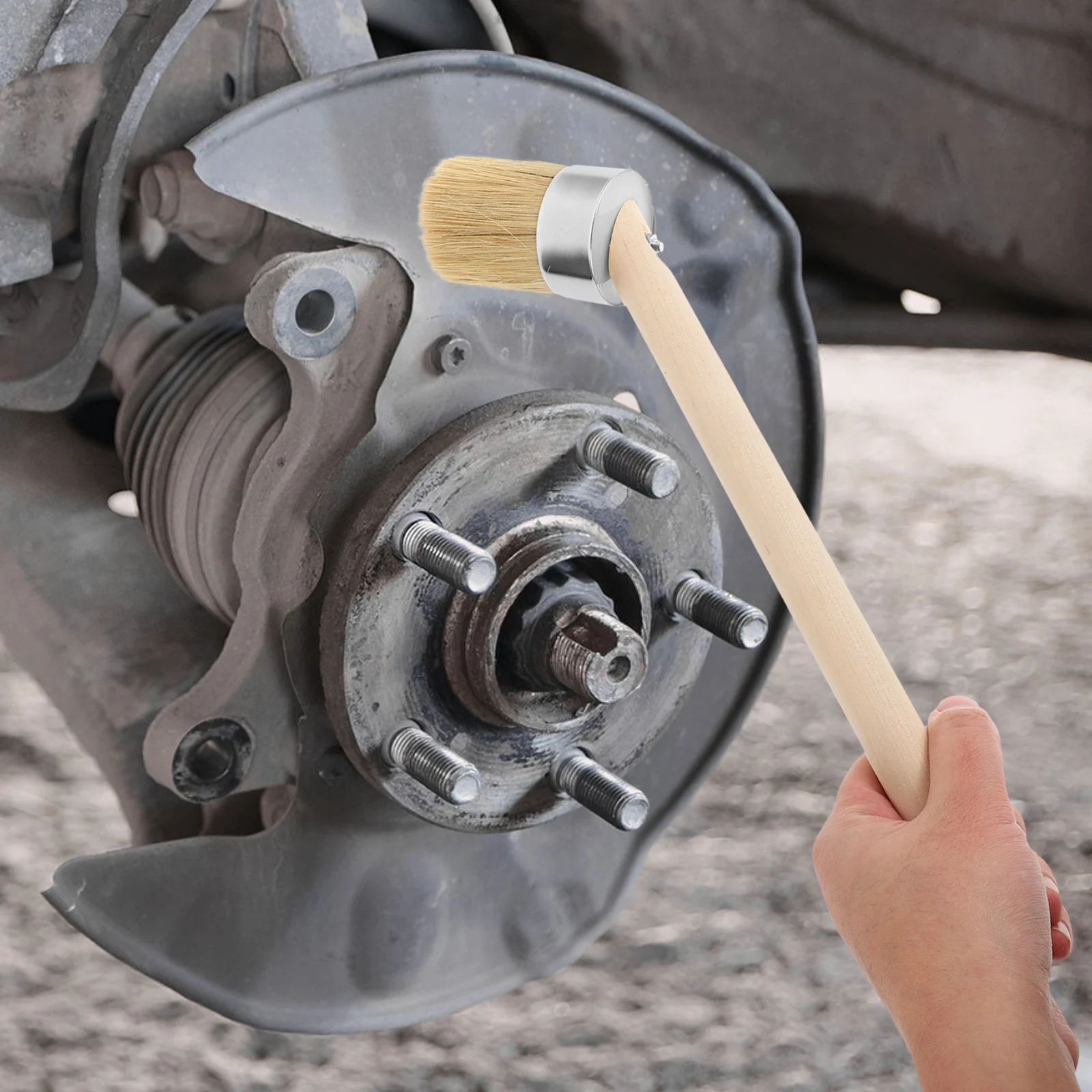 

Ergonomic Brush For Car Exterior Maintenance Angled Handle Lubrication Applicator Tire Repair Tool Grease Bristles Curved Design