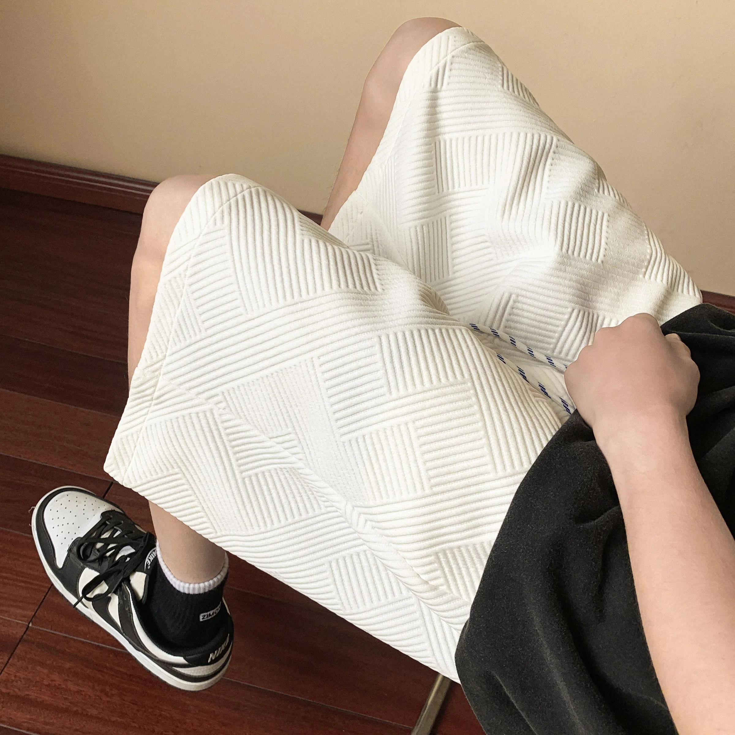 

White Casual Loose Fit Summer orts Men's Thin Sport Pants Straight Leg mid Waist Trousers Breathable Comfortable Straight Tube