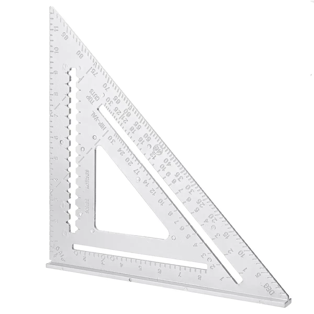 12 inch Angle Ruler Imperial Aluminum Alloy Triangular Measuring Ruler Woodwork Speed Square Triangle Angle Protractor