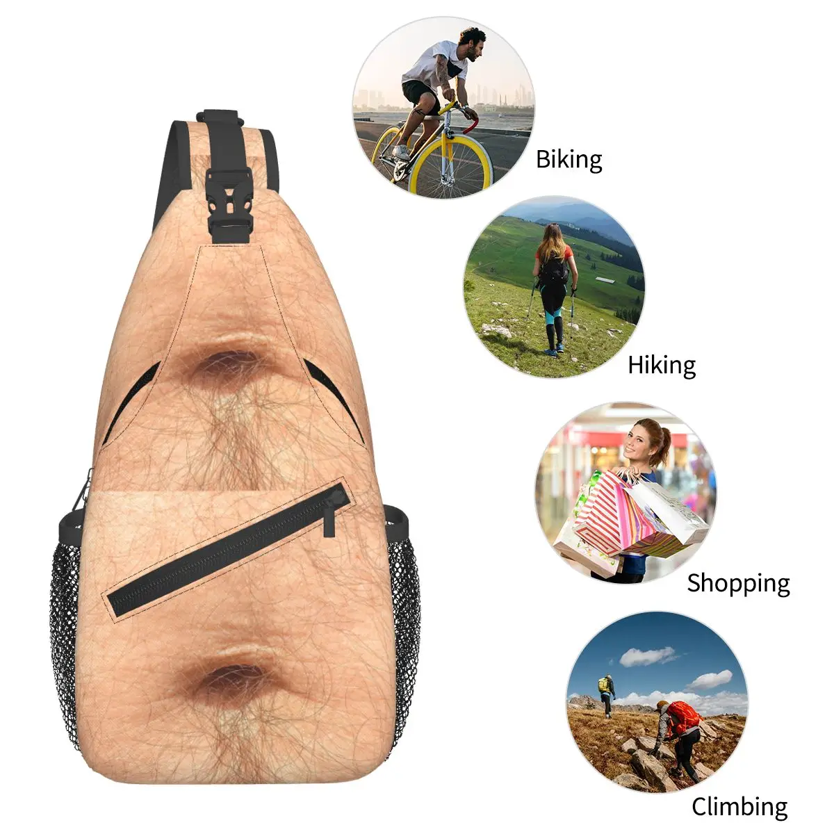 Beer Fat Belly Chest Bag Men Sling Crossbody Backpack Chest Bag Travel Hiking Daypack Shoulder Bag