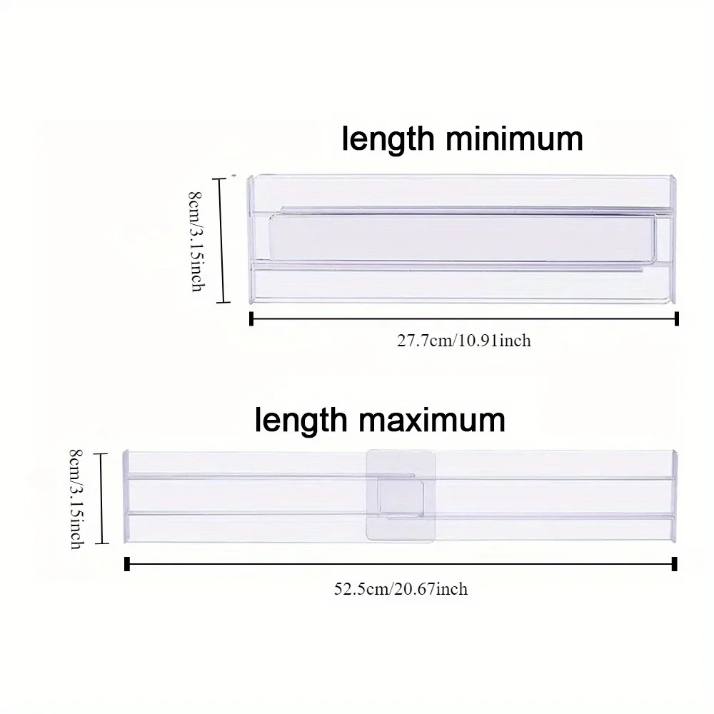 Przegródki do szuflad Organizery 1 opakowanie Regulowane o wysokości 8 cm z możliwością rozbudowy od 27,7-52,5 cm Organizer do szuflad kuchennych