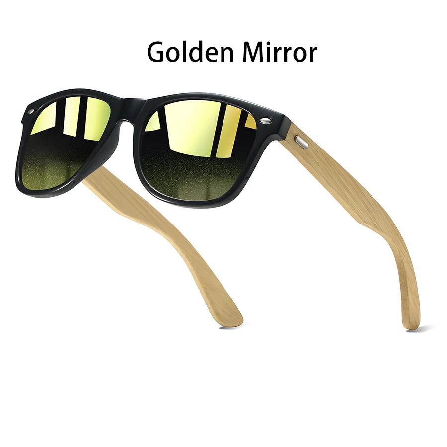 Vintage Mode Eckige Sonnenbrille für Männer und Frauen Modische Bambus-Holz Luxusmarken-Designer-Brille zum Autofahren – Detail 7