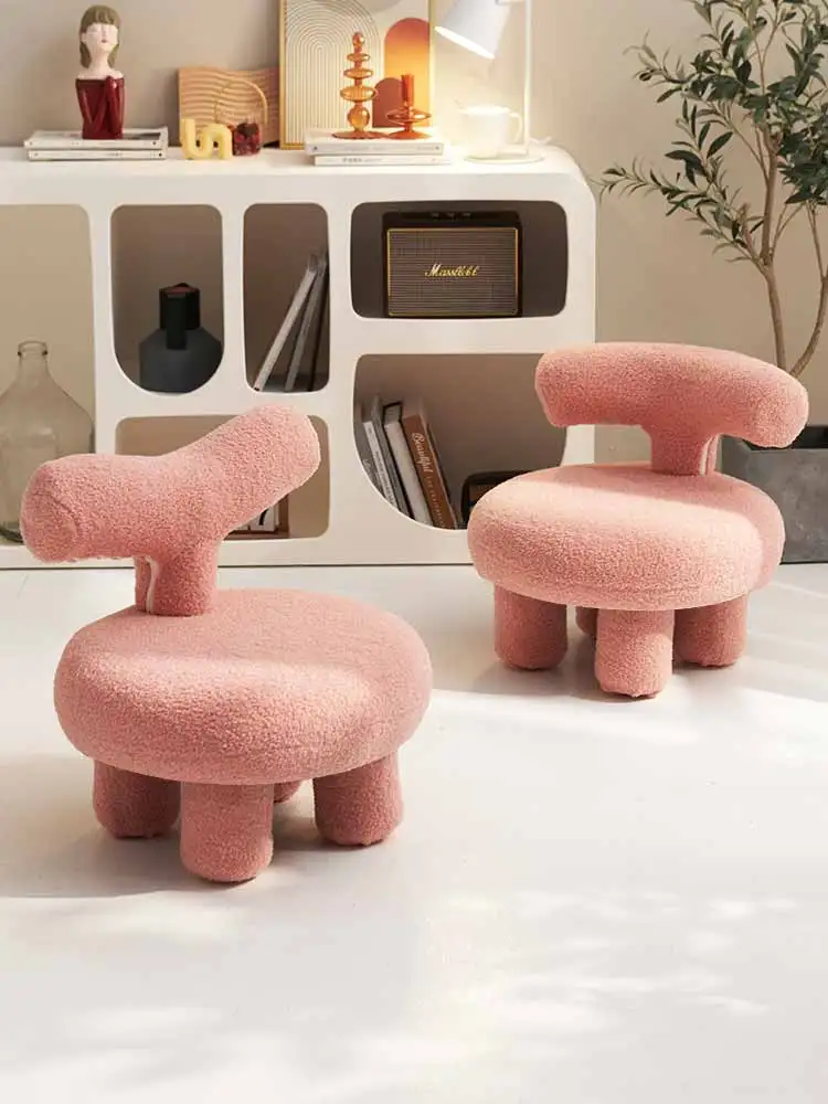 Luxury Lamb Wool Sofa Chair,Furniture,Home Living Room Backrest Chairs,Balcony Leisure Round Stool