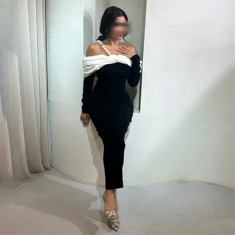 

ROYET Beading Spaghetti Strap Off The Shoulder Long Sleeve Formal Evening Dress Mermaid Simple Prom Gown Customized New 2025