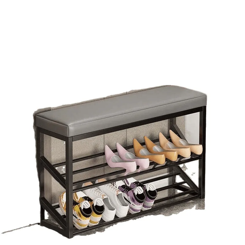 Shoe change stool household door wrought iron soft bag seat cushion shoe rack can sit shoe stool entrance stool entrance door