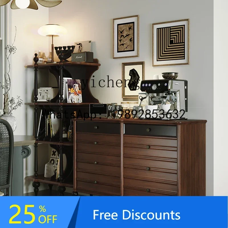 

A1 medieval solid wood eight-bucket cabinet, black living room, white storage, dining side cabinet, bedroom drawer cabinet