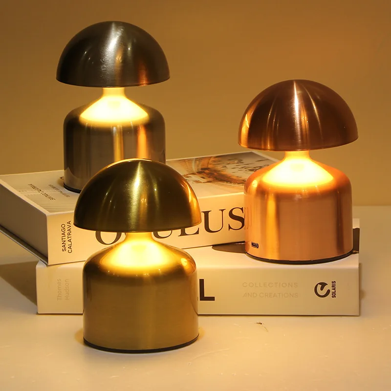 المعادن الدمبل الجدول مصباح مطعم بار جو الجدول مصباح غرفة نوم الديكور مضيئة ليلة ضوء USB مصباح قابل لإعادة الشحن