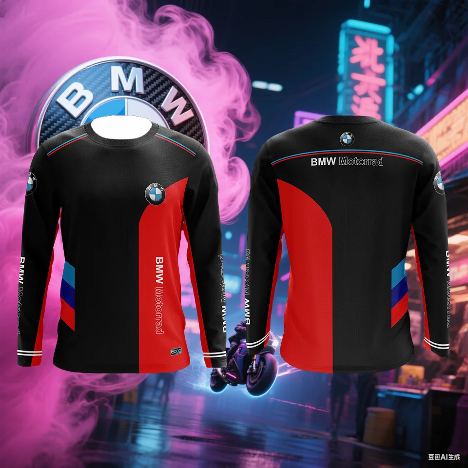 

BMW Print T-shirt Summer BMW MOTORRAD T-shirt Men's Long-sleeved T-shirt Sweat-absorbing Breathable Quick-drying Moto T-shirt