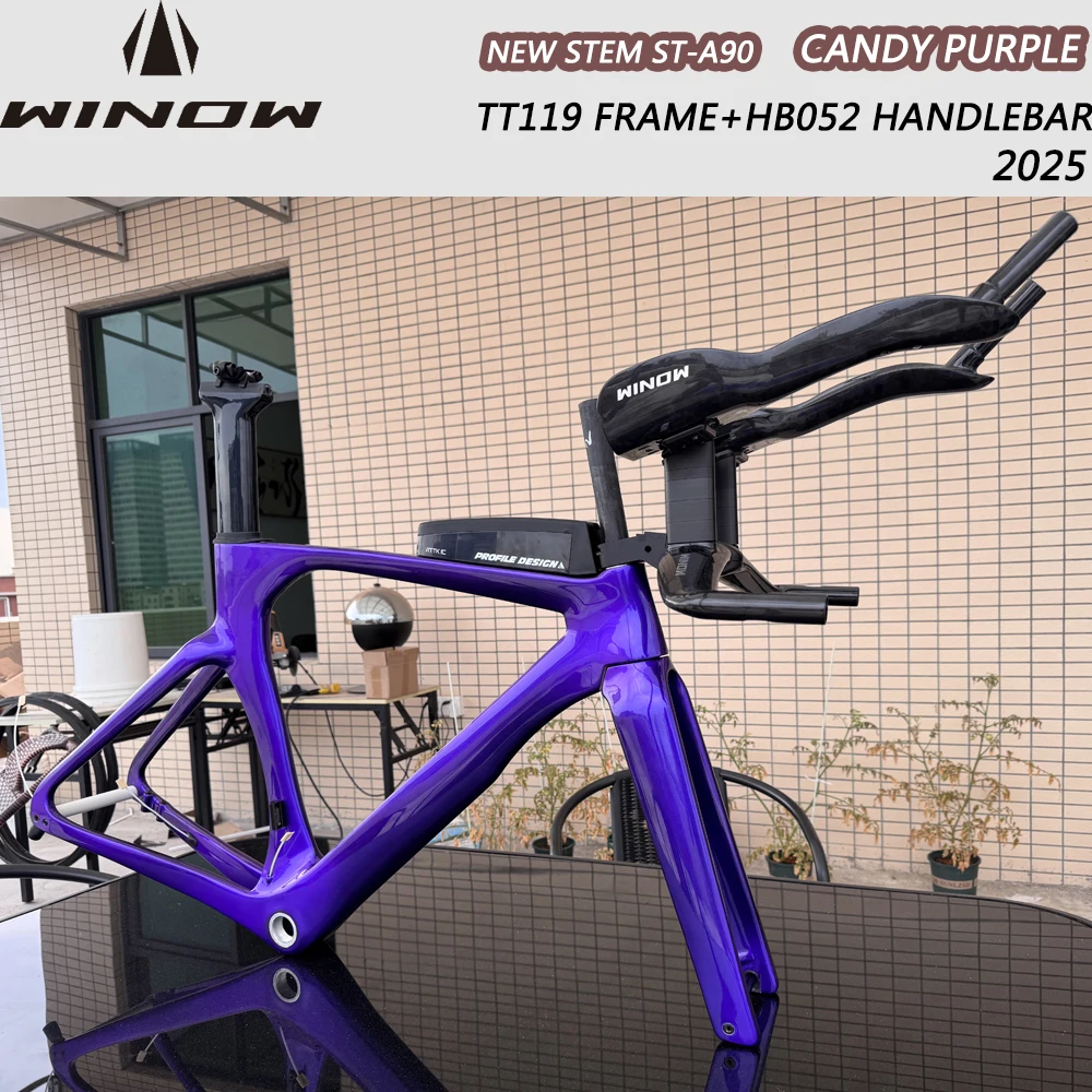 Winow 2025 Candy Purple Carbon TT Frameset TT119 700*32C Disc