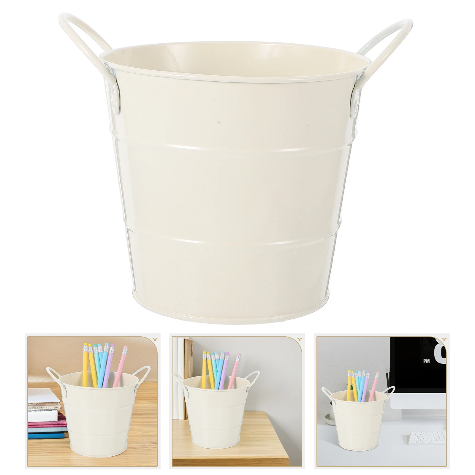 

Multifunctional Galvanized Desktop Trash Can Metal Waste Basket For Office Bedroom Home Countertop Bin Small Garbage