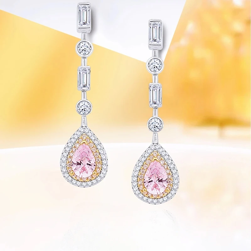 

Light luxury and fashionable women's 925 sterling silver earrings, ice flower princess style high-end wedding jewelry
