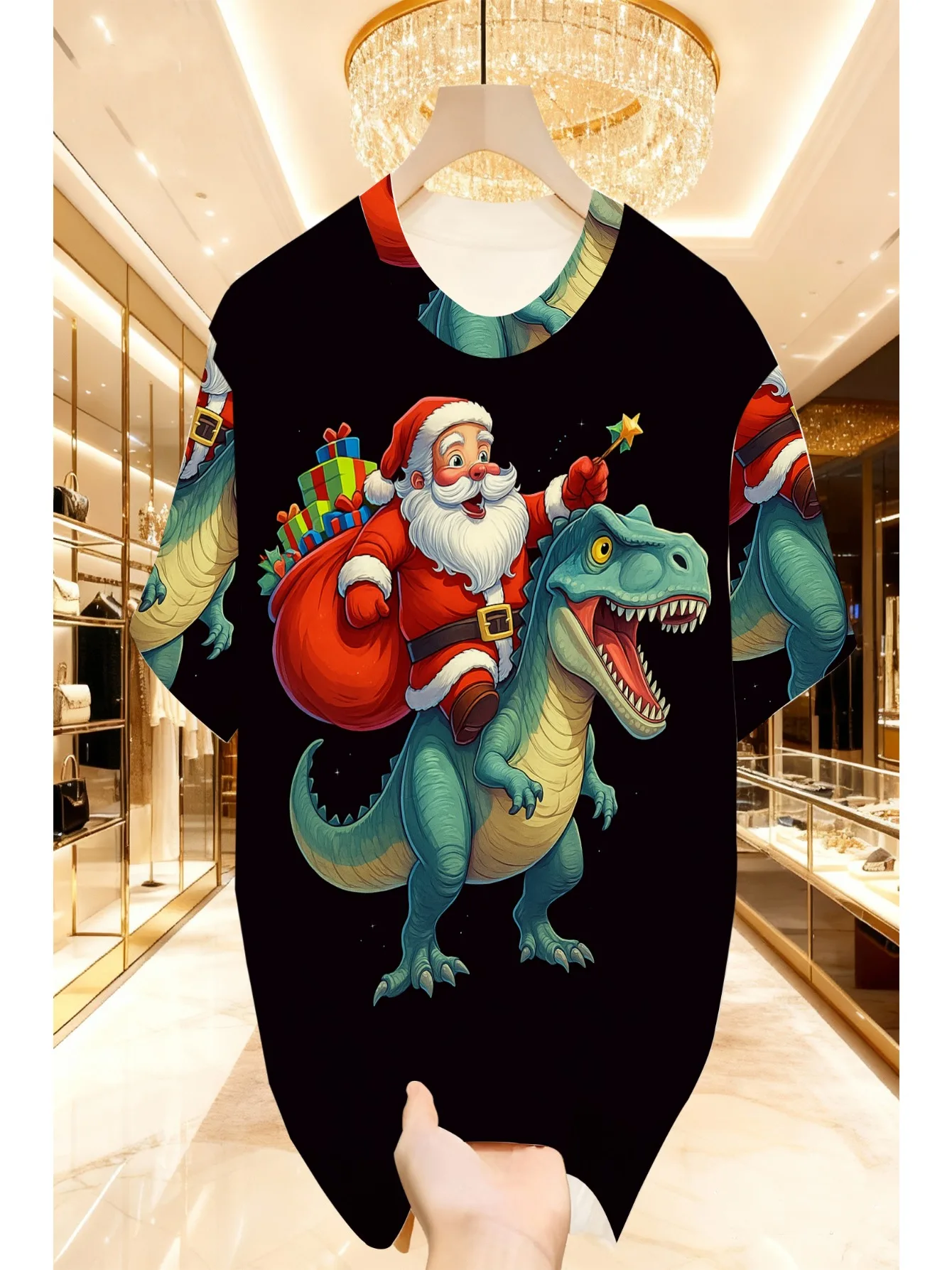 

Christmas Print T-Shirt Short Sleeve Tshirt Outdoor Funny Santa Claus Man Clothing O-neck Oversized Tee Summer Loose Luxury Tops