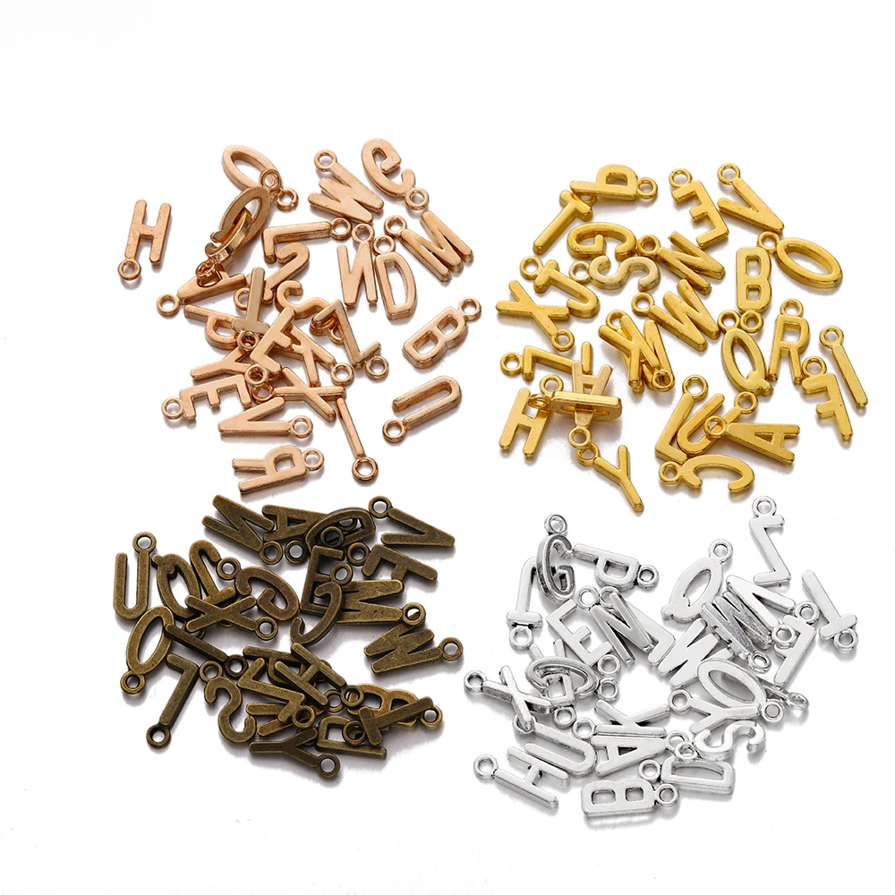 

26/30Pcs 7x16mm Vintage Alloy Alphabet A-Z Letters Charms Handmade Pendant for DIY Bracelet Necklace Jewelry Making Accessories