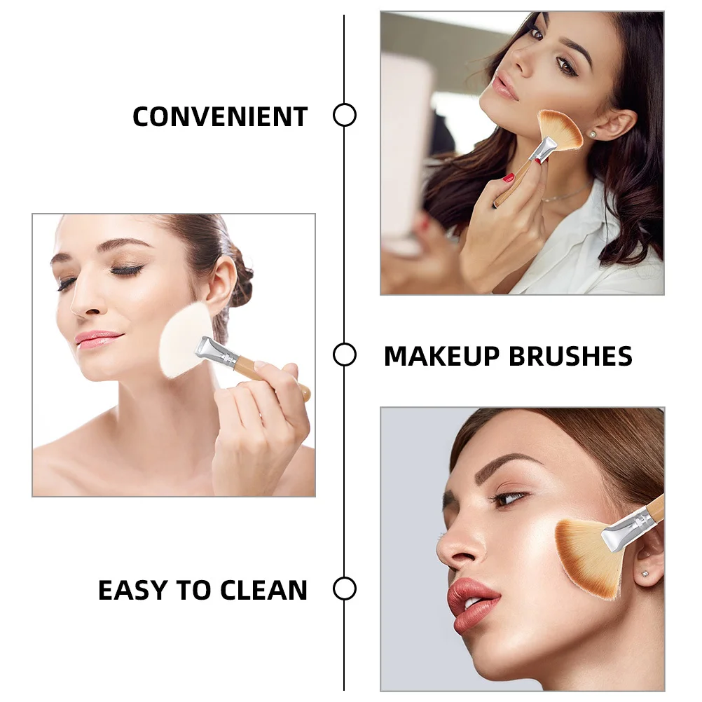 4 Uds. Brochas de maquillaje en polvo, ventilador, resaltador de colorete, aplicadores de Maquillaje facial, juego de herramientas profesionales de textura suave, brocha resaltadora
