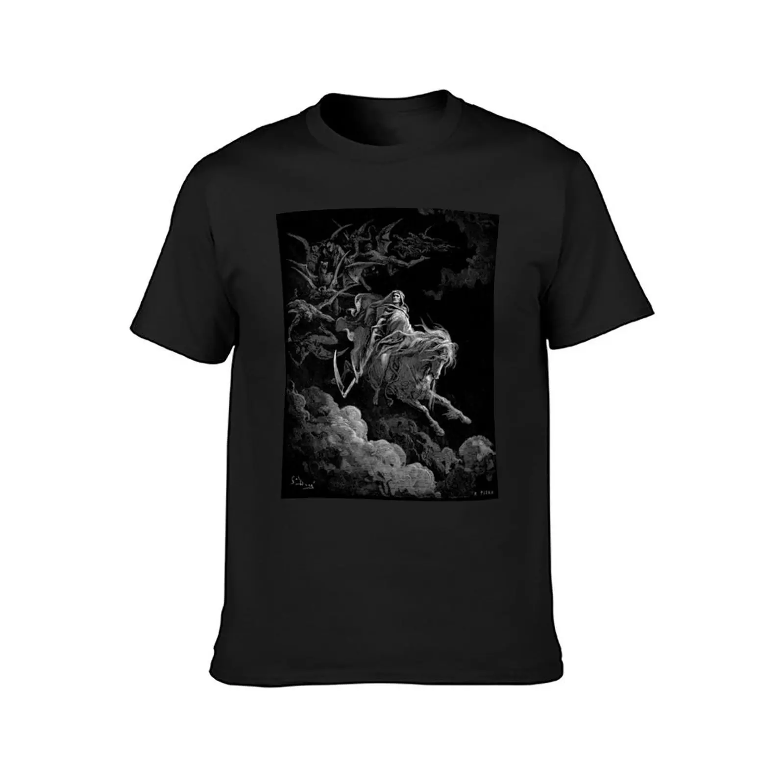 Gustave Dore - Death on the Pale Horse resized T-Shirt Clothing cotton graphic tees shirts graphic tees mens designer t shirt