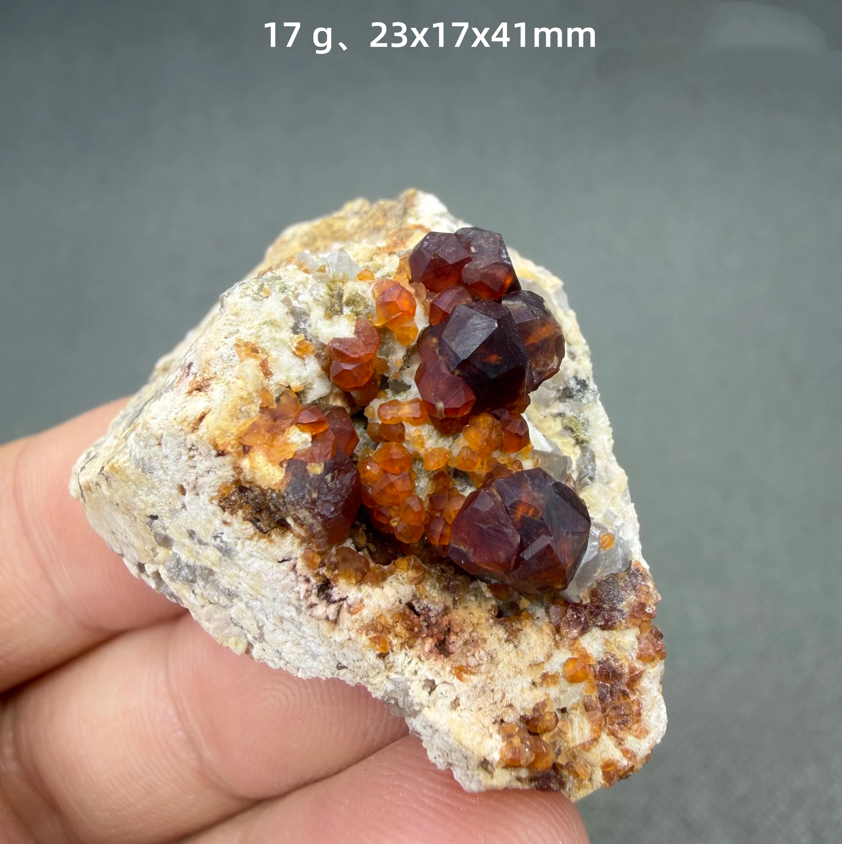 Natural garnet crystal mineral specimen + healing quartz crystals and stones rock gemstone
