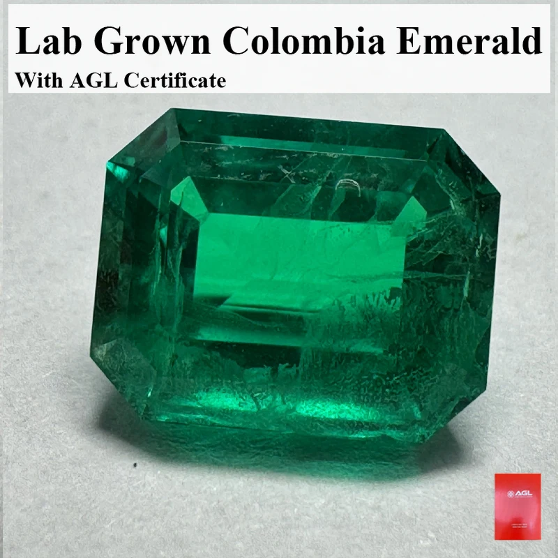 

Lab Grown Emerald Hand-cut Hydrothermal Emeralds 8x10mm Gemstone for Diy Jewelry Making Selectable AGL Certificate