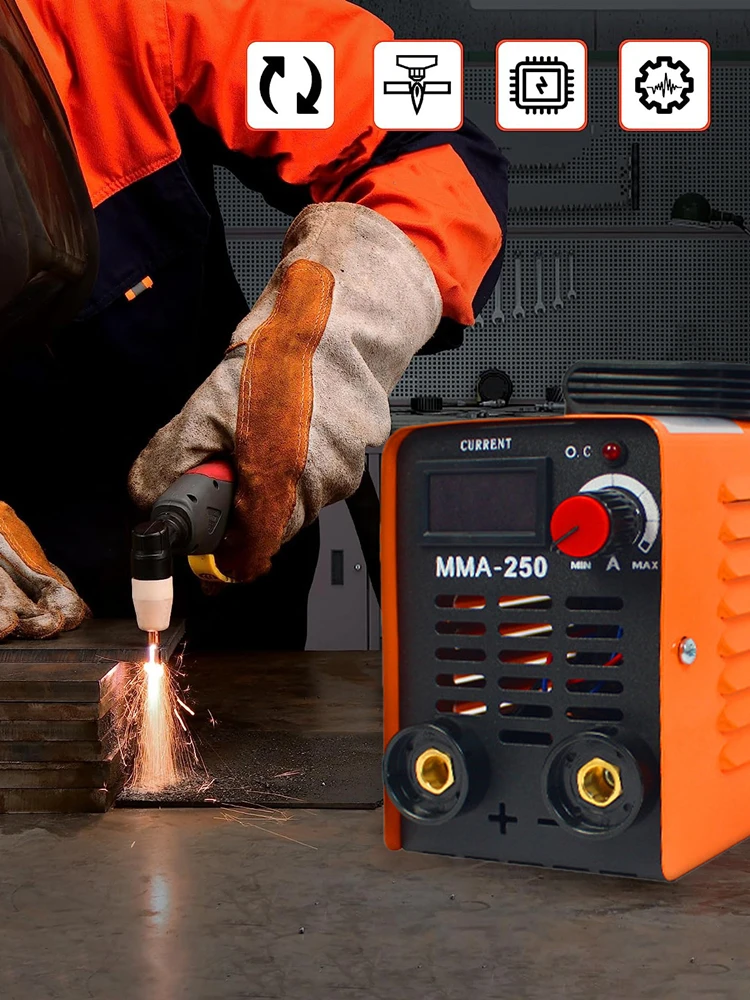 MMA-250 Portable Welding Machine Inverter Arc Electric Welder Current Adjustable Compact Welding Machine With Tools Storage Box