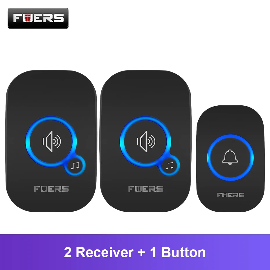 Fuers Wireless Doorbell Waterproof Door Chime Kit Welcome Chime Home Door Bell Intelligent 32 Songs Melodies Sound And LED